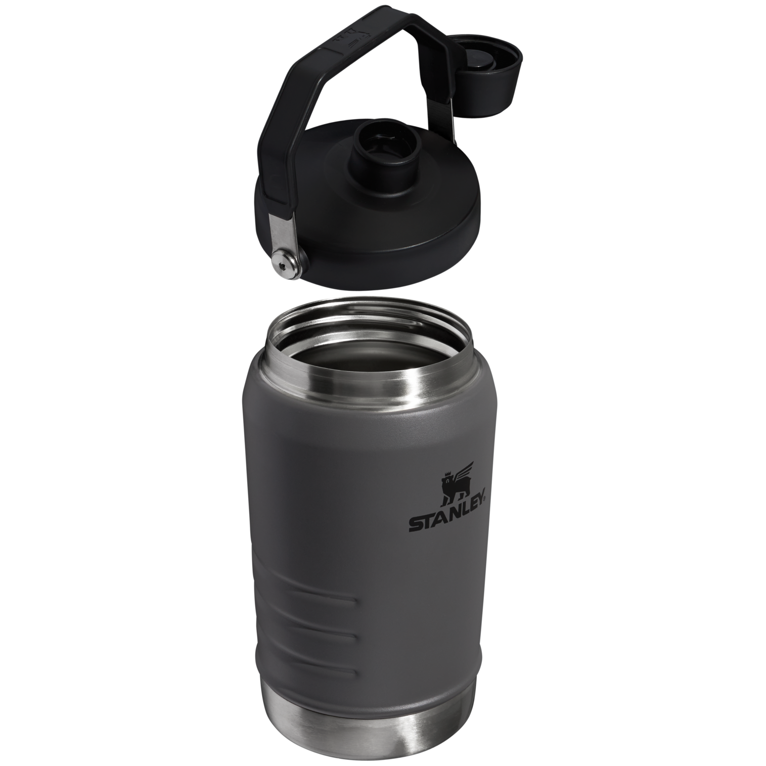 B2B_Web_PNG-The-IceFlow-Fast-Flow-Jug-40OZ-Charcoal-Hero-Exploded.png